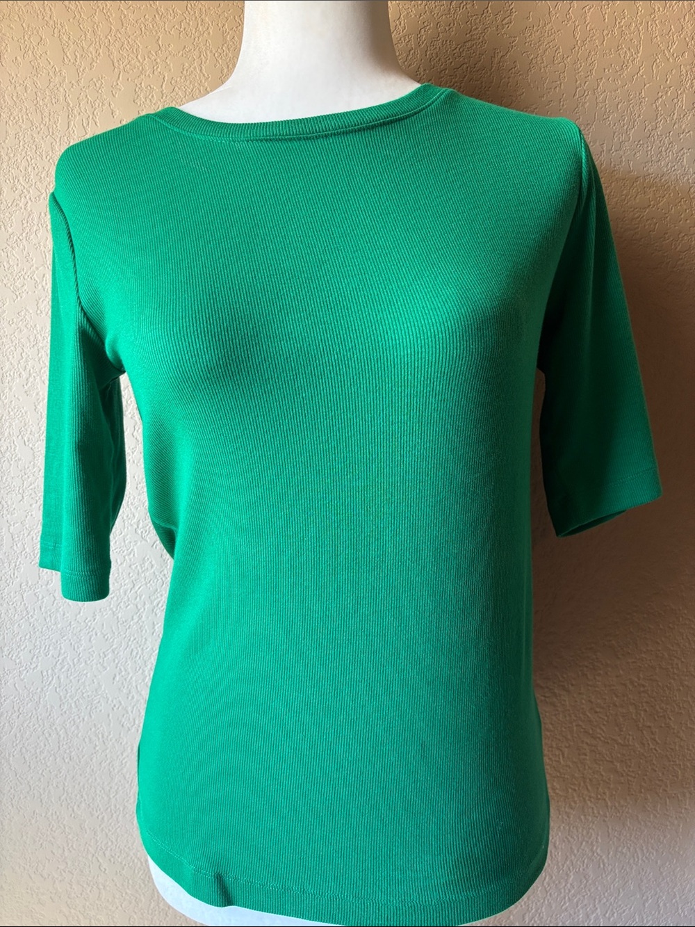 LOFT Outlet Emerald Green Ribbed Short-Sleeve Knit Top